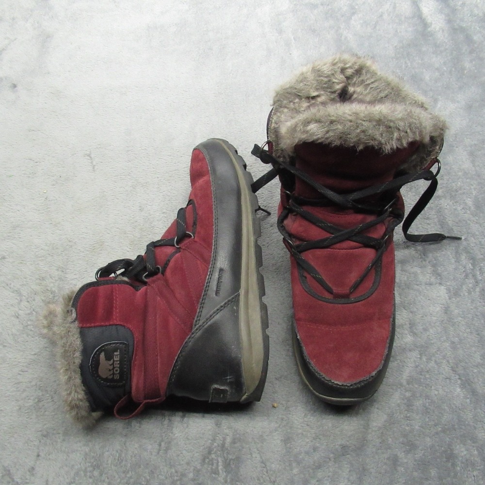 Sorel Tivoli Boots Women 10 Maroon Waterproof Winter Faux Fur Lined Snow WARM